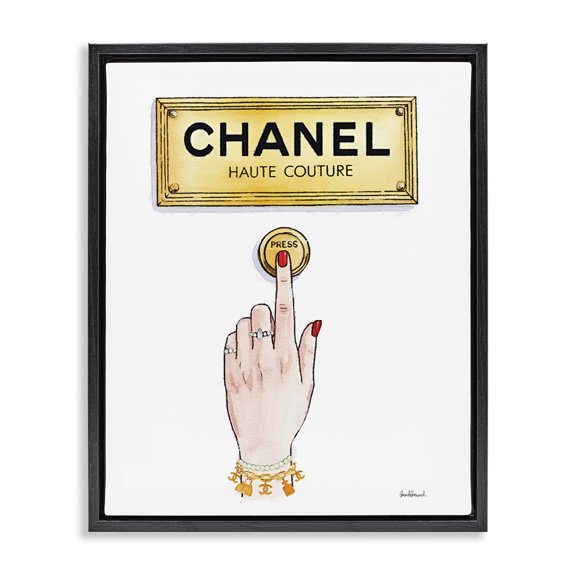 Stupell Industries Art Deco Couture Brand Bell Black Floating Frame Canvas Art, 17 x 21, by Amanda Greenwood