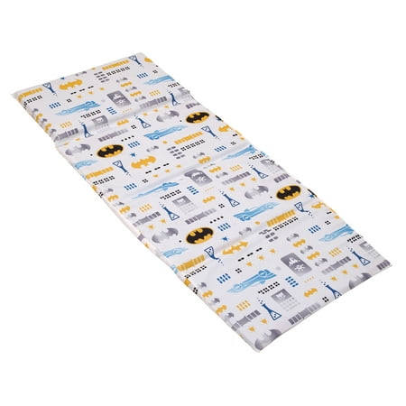 Warner Brothers Batman The Caped Crusader Preschool Nap Pad Sheet, Blue, Gray, Toddler Boy, 19" x 45"