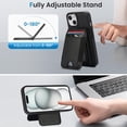 thumbnail image 4 of Compatible WIth Magsafe 2 in 1 Detachable iPhone 14 Plus Shockproof Rugged Wallet Phone Case with Card Holder,Magnetic PU Leather RFID Blocking Flip Kickstand Credit Slots,Black, 4 of 8