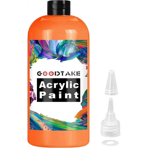 Orange Acrylic Paint, Titanium White Paint (200ml / 7oz) Bottle, Art Craft Paints for Canvas Painting, Rock, Stone, Wood, Fabric, Art Supplies (Orange, 7 Fl Oz)