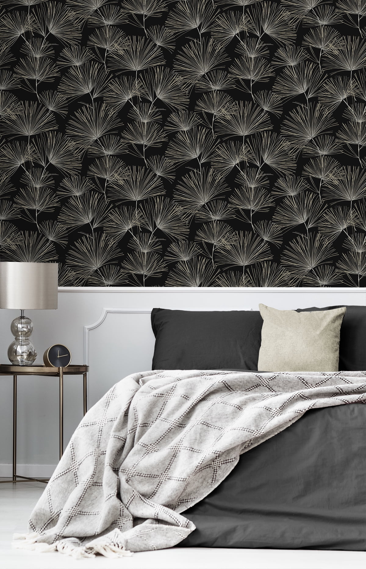 NextWall Ebony & Pavestone Pine Needle Peel and Stick Wallpaper