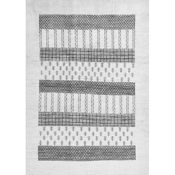 Ahgly Company Indoor Rectangle Solid Gray Modern Area Rugs, 7' x 9'