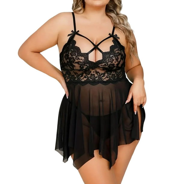 Gibobby Ropa interior mujer Lencería Sexy para Mujer Baby Doll Mujer Sexy Color Negro Mono Sensual y Elegante Fina Lenceria para Dama(Negro, G)