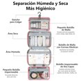 thumbnail image 2 of Cosmetiquera para Maquillaje - Neceser de Viaje con Gancho Bolsa de Aseo Impermeable Bolso Organizador para Articulos de Viaje Accesorios para Mujeres y Hombres (ROSA), 2 of 7