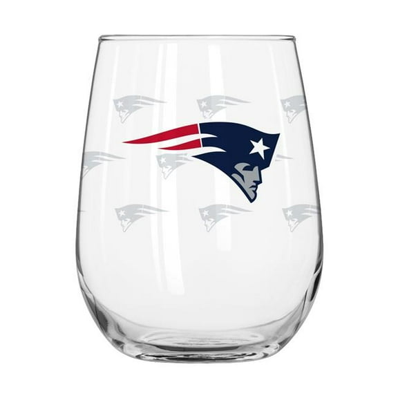 Logo Brands 619-G16CB-10 England Patriots 16 oz Satin Etched Curved Beverage Glass