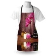 thumbnail image 3 of Spa Apron Spa Flower and Water Reflection Aromatherapy Bamboo Blossom Candlelight Print, Unisex Kitchen Bib Apron with Adjustable Neck for Cooking Baking Gardening, Pink Green Umber, by Ambesonne, 3 of 3