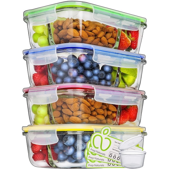 Recipientes de vidrio para preparación de comidas PrepNaturals de 1 L (paquete de 4)