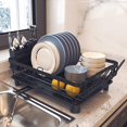 thumbnail image 1 of Dish Drying Rack with Drain Board, Trusthere Dish Rack for Kitchen Counter with Utensil Holder, Rustproof Drainboard Set with Cup Holder, Dish Drainer with 360° Swivel Drain Spout (Black), 1 of 6
