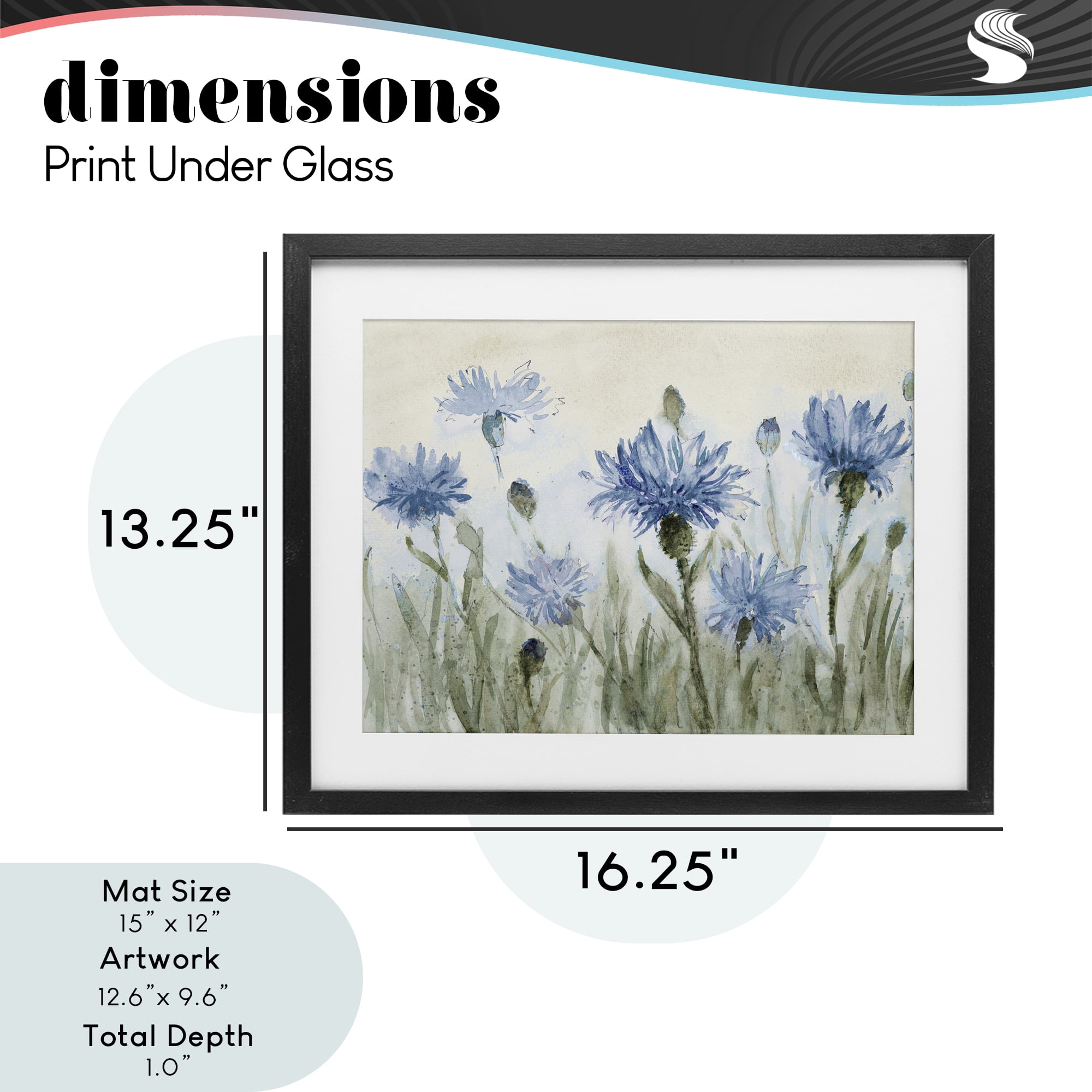 Stupell Industries Blue Cornflowers Meadow Black Framed Print Under Glass, design by Lanie Loreth