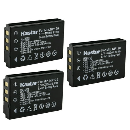 Kastar 3-Pack Q120 Rechargeable Lithium-ion Battery Replacement for MINOLTA MN35Z Camera ZOOM BT-03 BT-03B Battery ZOOM Q8 Q8N Recorder Camera Bell & Howell B35HDZ Camera
