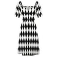 thumbnail image 4 of Geometric rhombus pattern black and white Short Sleeved Dress Female clothing women's summer dresses 2025 Dress, 4 of 5