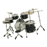 8 Pieces Mini Drum Set Photography Props Miniature Drum Instrument Model for Music Room , Black