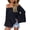 Black, variant on Women Casual Off Shoulder Long Sleeve Blouse Bell Sleeve Solid Color Loose Shirt Top
