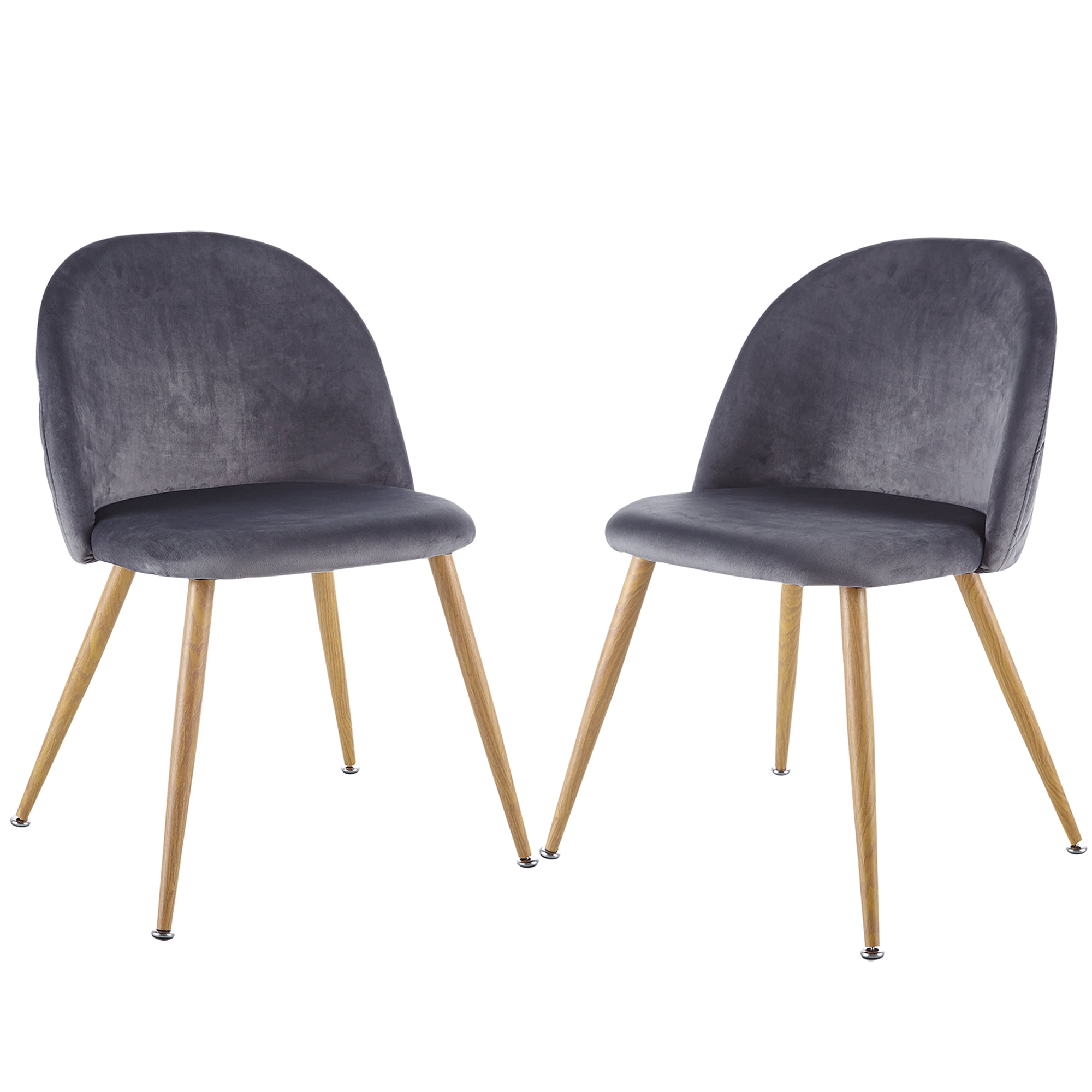 Kepooman Set of 2 Velvet Upholstered Dining Chairs with Backrest, Gray Kepooman Set of 2 Velvet Upholstered Dining Chairs with Backrest, Gray