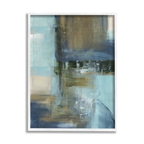 Stupell Industries Abstract Blue & Glam Abstract Painting White Framed Art Print Wall Art, 11 x 14