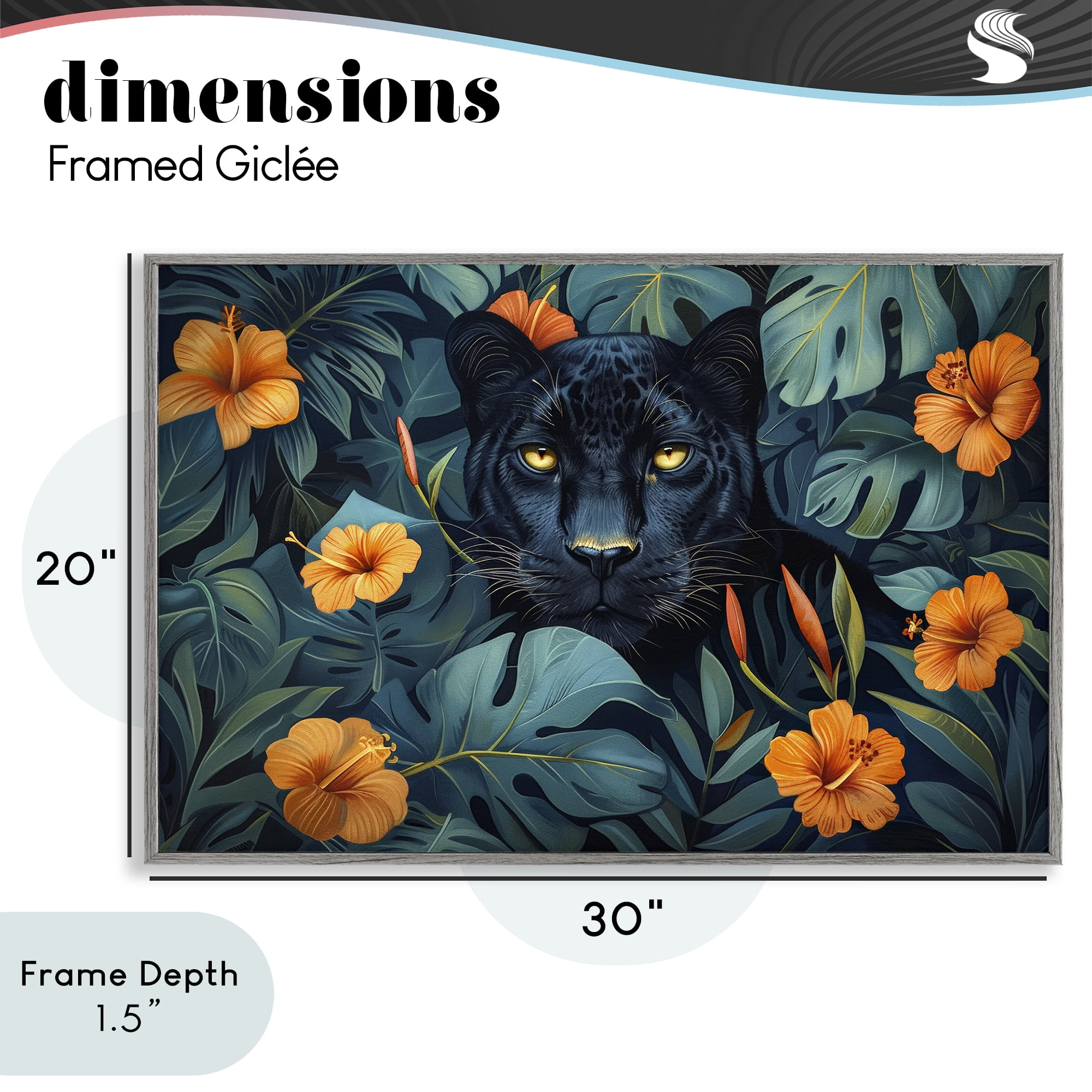 Stupell Industries Hiding Panther's Paradise Gray Framed Giclee Art, design by Ray Powers