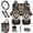 Aztec Wolf, variant on Jeiento Horse 12 Piece Car Seat Covers Full Set Car Steering Wheel Cover Auto Safe Belt Pads Ink Painting Cup Coasters Garbage Can Keychains Car Vent Organizer Universal Fit for Most Cars SUV