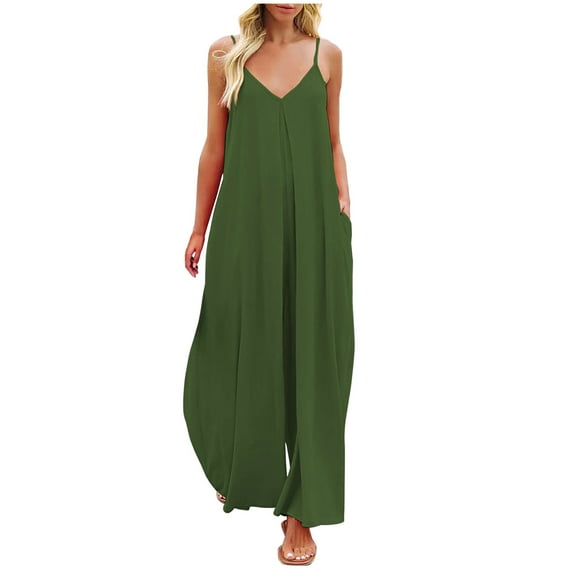 IROINNID Sleeveless Suspender Jumpsuit For Women Full-Length Fashion Summer Casual Camis Suspender Jumpsuit