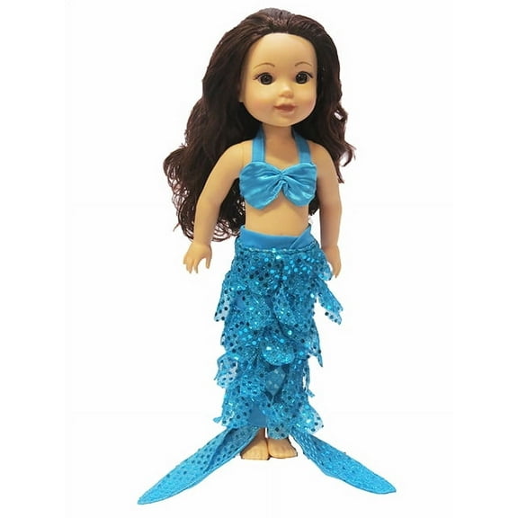 Teal Mermaid Costume For 14 Inch Dolls