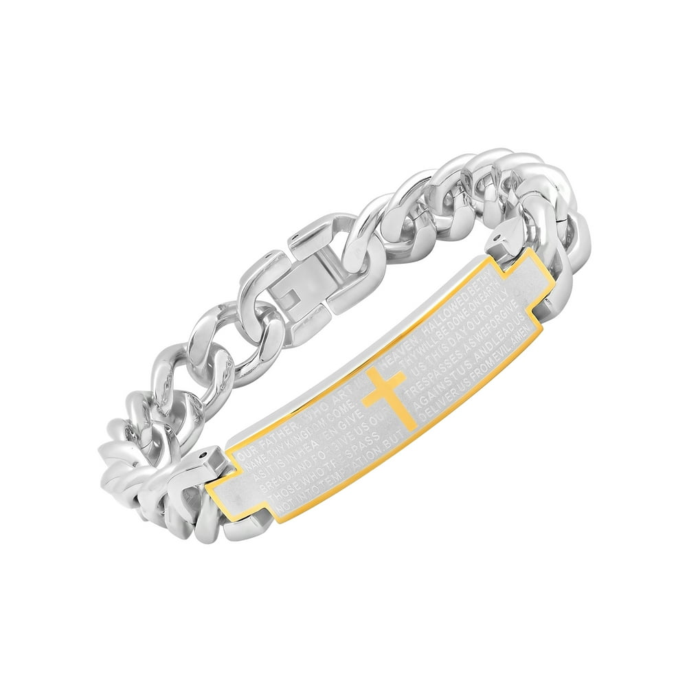 Brilliance Fine Jewelry Men's Stainless Steel TwoTone Lord's Prayer