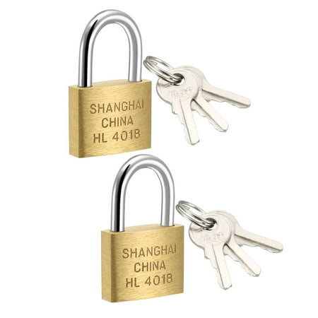- 2pcs 20mm Body Wide Brass Padlock Brushed Finish Harden Shackle, Keyed Alike