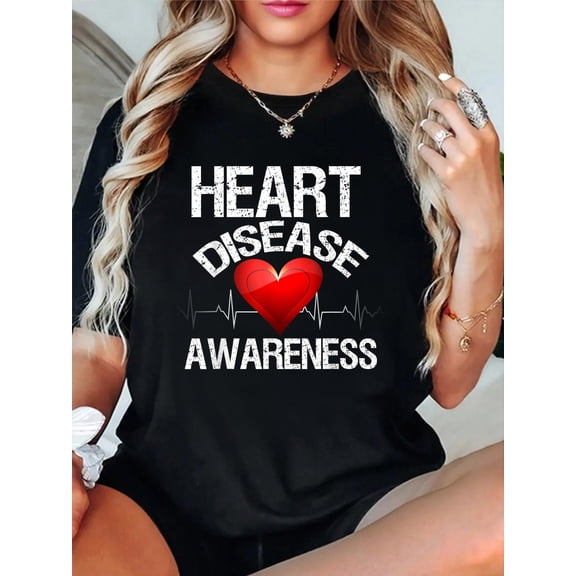 American Heart Health Month - Heart Disease Awareness Gifts T-Shirt Women's Men's Graphic Tee Casual Tops