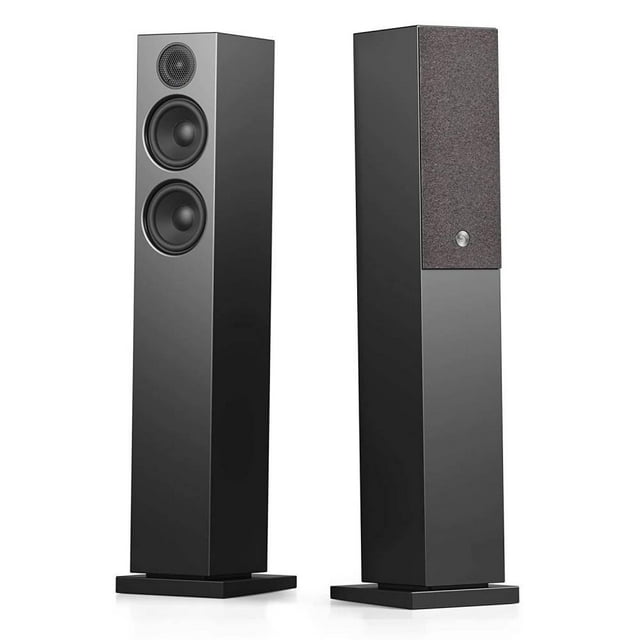 Audio Pro A36 Hi-Fi Stéréo Bluetooth WiFi Alimenté Sans Fil Multi-Pièces Home Cinéma Étage Tour Debout Haut-Parleurs pour une Expérience Sonore Ultime de la Télévision - Paire, Noir