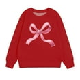 thumbnail image 7 of Girls' Valentine's Day Sweatshirt Long Sleeve Crew Neck Pullover Bow Print Festive Casual Top (1-12 Years), 7 of 7