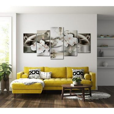 Glam Canvas Wall Art - Orchids In Waves - 5 Pieces