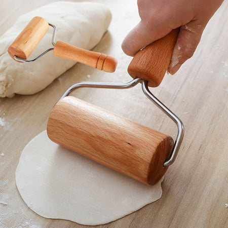 

HLONK Ready 2022 Wooden Rolling Pin Push Dough Roller Fondant Cookie Pizza Kitchen Baking Tool