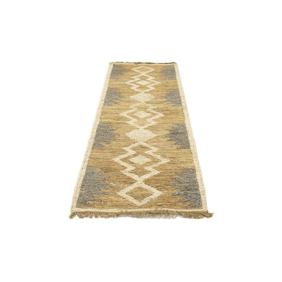 MagicRugs Modern Geometric Cream Jute 2'9 x 8'0 Oriental Runner Rug Carpet for Kitchen and Hallway
