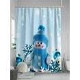 thumbnail image 5 of Blue Snowman Christmas Shower Curtain Set, Waterproof Shower Curtains for Bathroom, Xmas Snowflake Ball Winter Washable Fabric Cloth Bath Curtain for Bathtub Decoration with Hooks 48x72 Inches, 5 of 6