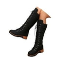 thumbnail image 4 of Aihuaihua Knee High Boots Women Goth Platform Long Boots Heel Lace Up Punk Combat Boots with Chain Fall Boots for Women, Trendy Boots, Black Boots for Women, 4 of 9
