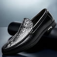 thumbnail image 5 of Men's Crocodile-Patterned Casual Oxford Shoes Business Formal Classic Loafers for Wedding Driving Genuine Leather Shoes Black 9 US, 5 of 7