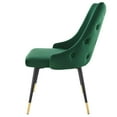 thumbnail image 3 of Tufted Side Dining Chair, Velvet, Green, Modern Contemporary Urban Design, Kitchen Room Cafe Bistro Restaurant Hospitality, 3 of 8