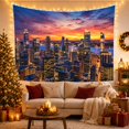thumbnail image 3 of Metropolitan City Skyline with Twilight Main Rise Buildings, Mystical Fantasy for Space Lovers, Galaxy Room Decor, Housewarming Gift, Tapestry Wall Hanging for Bedroom and Dorm, 3 of 7