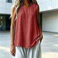thumbnail image 2 of VBVC Women's Cotton Linen Sleeveless Swing Tank Top , Ladies' Loose Flowy A-Line Blouse , Casual Breathable Summer Shirt For Women, *Wine , Large, 2 of 8
