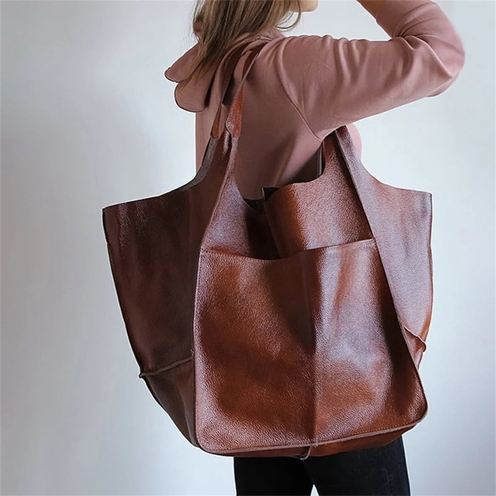 Laidan Women's Bag Large Capacity Handbags Fashion PU Leather Shoulder Bags for Women Handbag Shopper Tote Bag-Light Grey, Adult Unisex, Size: 29*32*