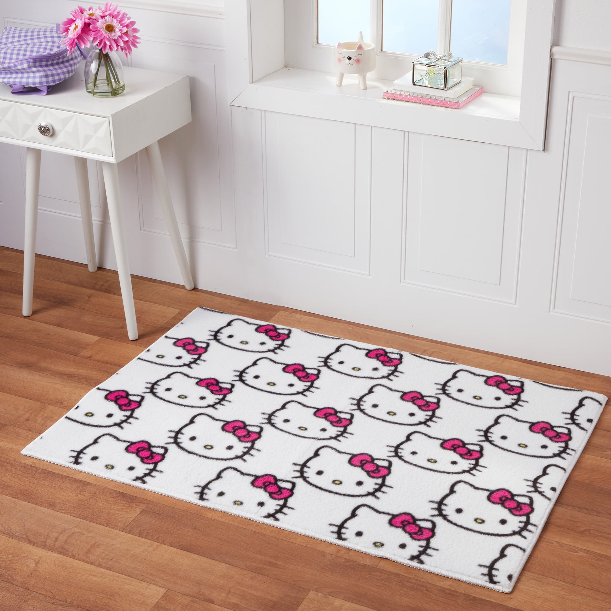 Hello Kitty Kids Faux Fur Accent Rug, 30 x 46, White