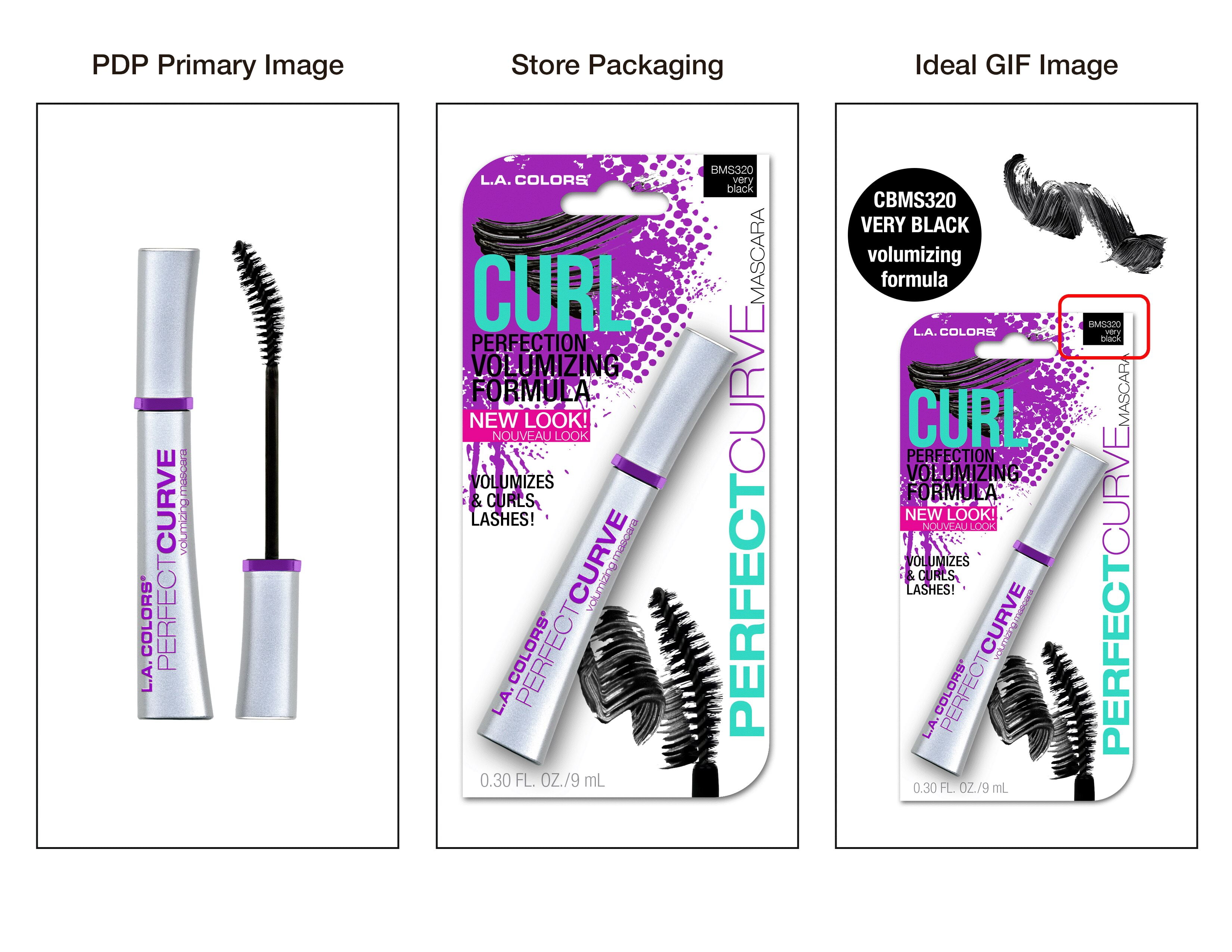 L.A. COLORS Perfect Curl Volumizing & Ultra-Lifting Long-Wearing Mascara, Black, 0.30 fl oz