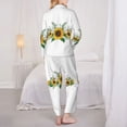 thumbnail image 3 of Pajama Sets for Women 2 Pcs, Sunflowers k Button Down Long Sleeve Sleepwear Lounge PJ Sets, 3 of 6