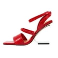 thumbnail image 2 of Ninety Union Priva Open Square Toe Snake Sandal, Red, 12, 2 of 4