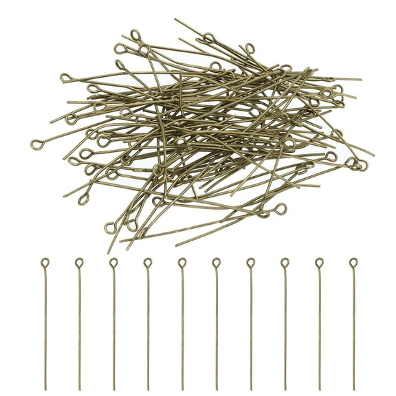 Uxcell 50mm Open Eye Pins, 150Pcs 23 Gauge Metal Head Pins Needles, Bronze