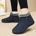 thumbnail image 2 of Gyexs Womens Snow Boots Ankle Booties Waterproof Winter Warm Furry Boots Synthetic Leather Side Zip Fashion Boots, Blue, Size 8, 2 of 7