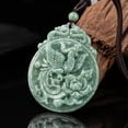 thumbnail image 7 of K-KED Natural Grade A Jade Jadeite Men Women Pendant Zodiac Round Dragon Phoenix Gift-Phoenix, 7 of 7
