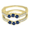 thumbnail image 3 of Dazzlingrock Collection 14K Blue Sapphire & White Diamond Wedding Band 3 Stone Enhancer Guard Double Ring, Yellow Gold, Size 5, 3 of 7