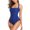 Blue, variant on Womens One Piece Swimsuits Ruched Bathing Suit Halter Neck Padded Shapewear Backless Beach Solid Swimwear
