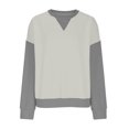 thumbnail image 4 of YUGYXL Womens Color Block Sweatshirts with Thumb Hole Fall Long Sleeve Crew Neck Oversized Pullover Tops Loose Fit Gray XL, 4 of 8