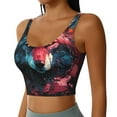 thumbnail image 2 of Gukieu Red Flame Wolf Head Print Women's Sports Vest, Low-neck U-shaped Removable Pad Sports Bra for Yoga, Exercise, Dance-X-Large, 2 of 8