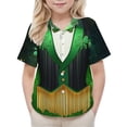 thumbnail image 4 of LEKWK Boys St. Patrick's Day Shirt Faux Leprechaun Vest Graphic Short Sleeve Button Down Top Novelty Irish Costume, 4 of 9